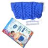 Composé de tissu synthétique, la ceinture double usage contient un gel qui maintient la température.